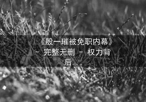 《殷一璀被免职内幕》- 完整无删 - 权力背后隐藏的惊天秘密