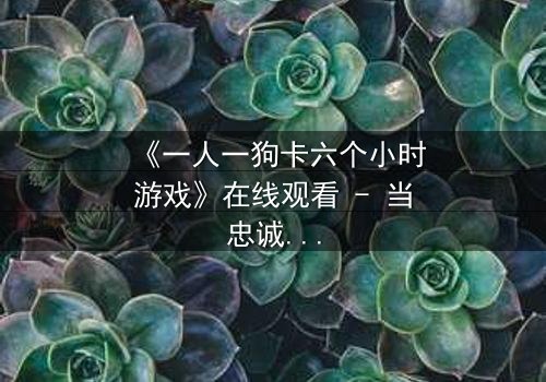 《一人一狗卡六个小时游戏》在线观看 - 当忠诚成为生存的唯一赌注