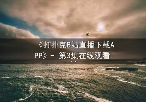 《打扑克B站直播下载APP》- 第3集在线观看 - 揭秘虚拟赌局背后的致命陷阱