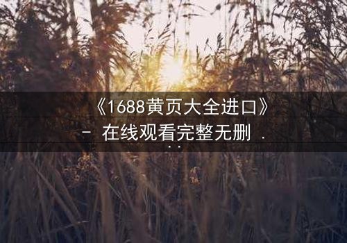《1688黄页大全进口》- 在线观看完整无删 - 揭开隐藏的跨国阴谋
