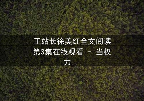 王站长徐美红全文阅读第3集在线观看 - 当权力与爱情交织,谁能全身而退?